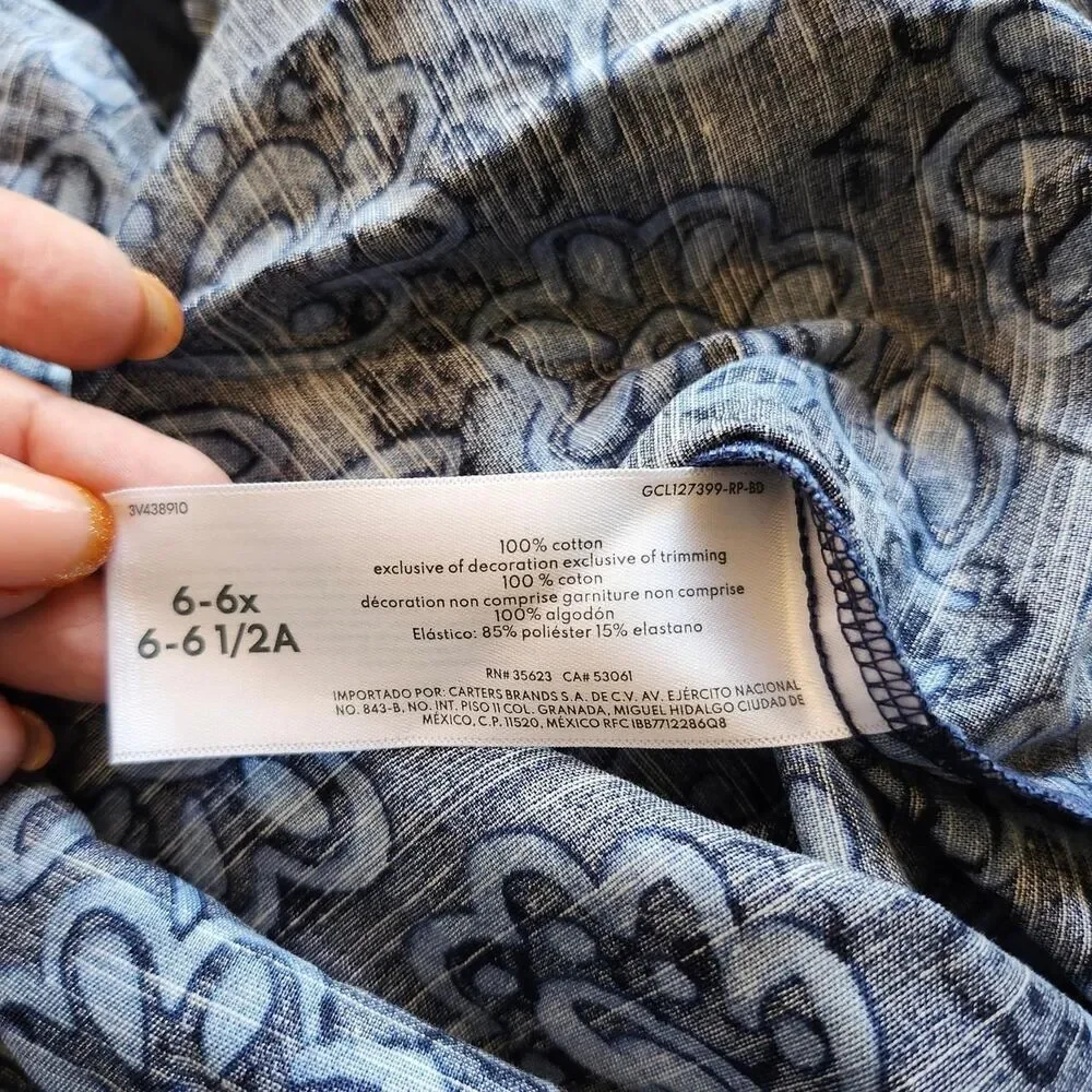 OshKosh Girls 6/6X Boho Denim Patchwork Tiered Maxi Dress NWT